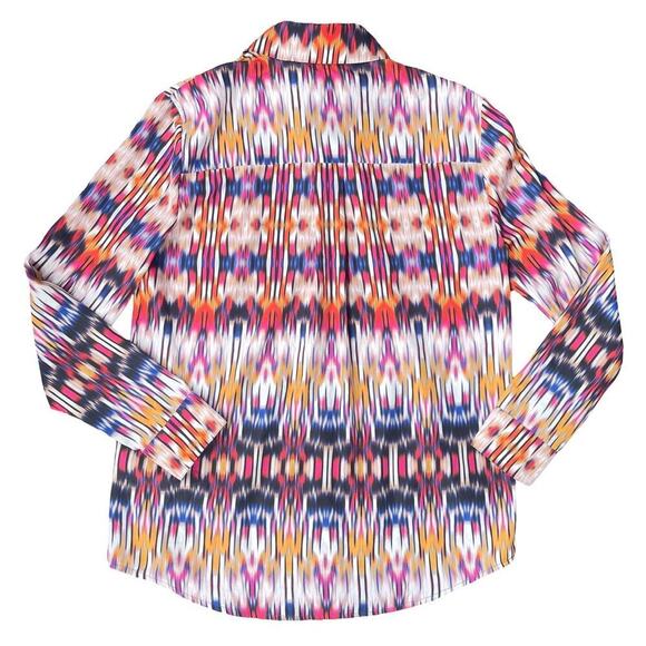 Le Superbe Button Down Blouse Ex Boyfriend Shirt Goa Goa Print – Size 0 / Small - Picture 9 of 14